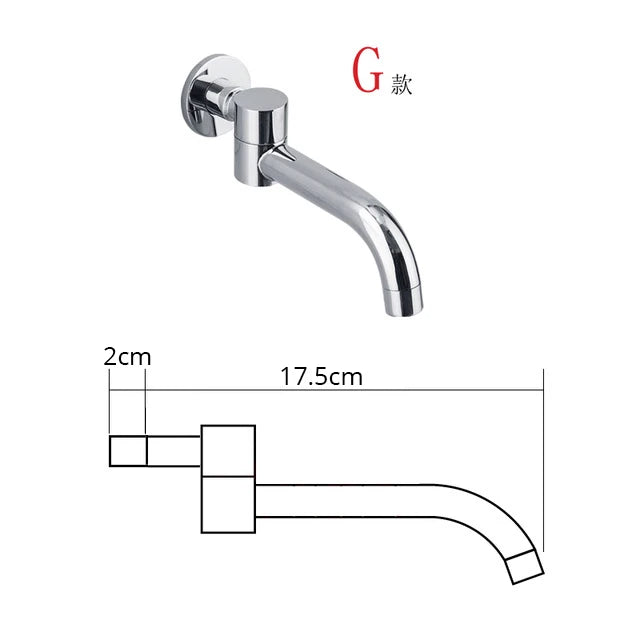 Becola Wall Mounted Faucet Spout Square Round Brass