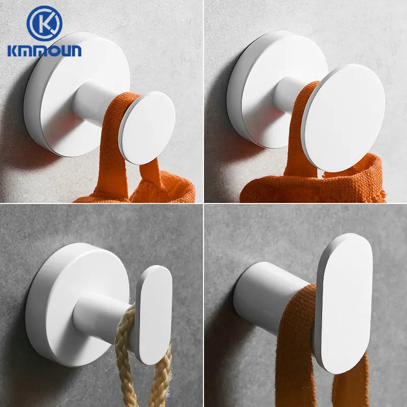 White Painted Stainless Steel Robe Hooks Wall Hang