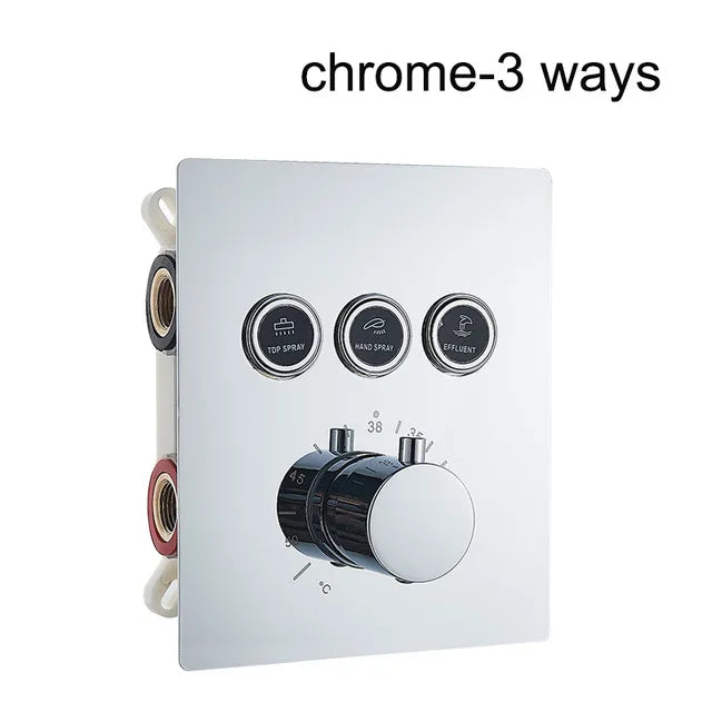Chrome Thermostatic Shower Mixer Valve Shower Panel 2/3-Way