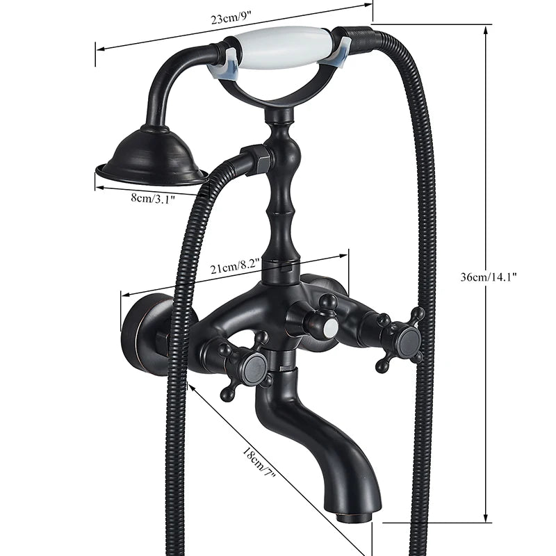 Rozin Retro Style Brass Bathtub Shower Faucet Dual