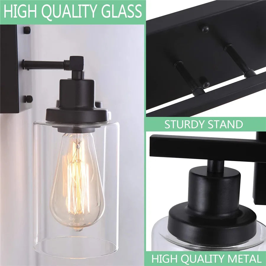 2-Light Bathroom Vanity Light Fixtures Vintage Industrial Metal