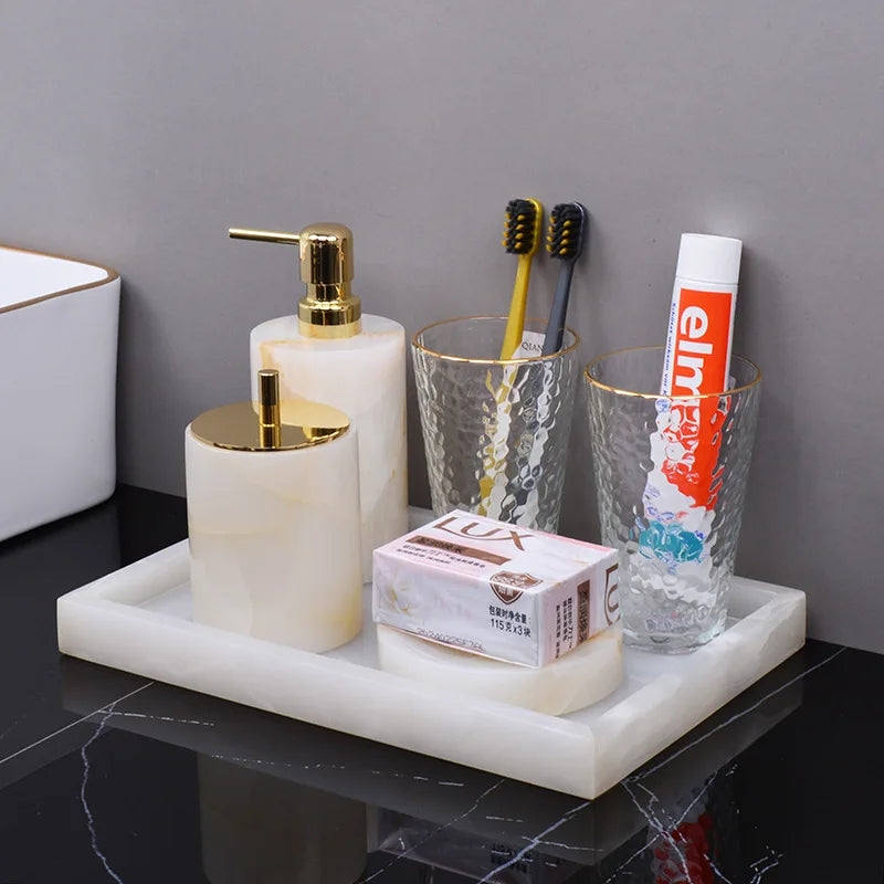 Real Natural Marble Tray Handle Luxury Rectangular Washbasin