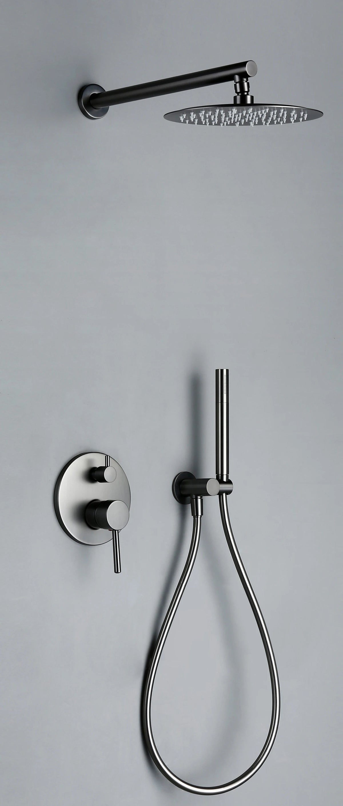 Bagnolux Gun Gray Bath Shower Brass Head Rianfall