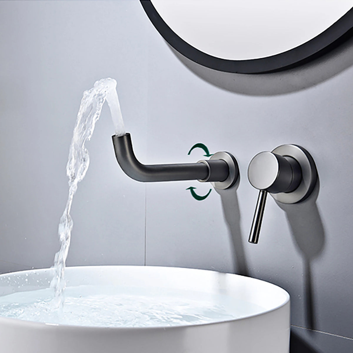 Modern Wall-Mounted Black Brass Bathroom Faucet Concealed Design