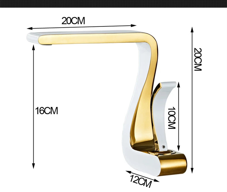 Luxury White Gold Bathroom Mixer Tap Brass Wash