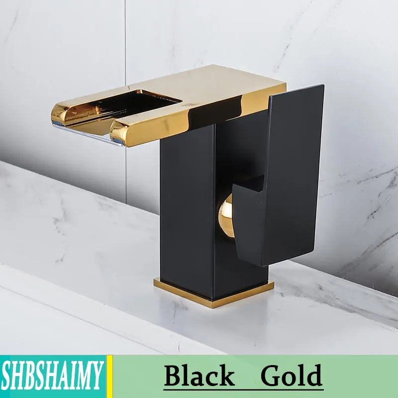 Bathroom Hydropower Led Waterfall Faucet Sink Basin Mixer