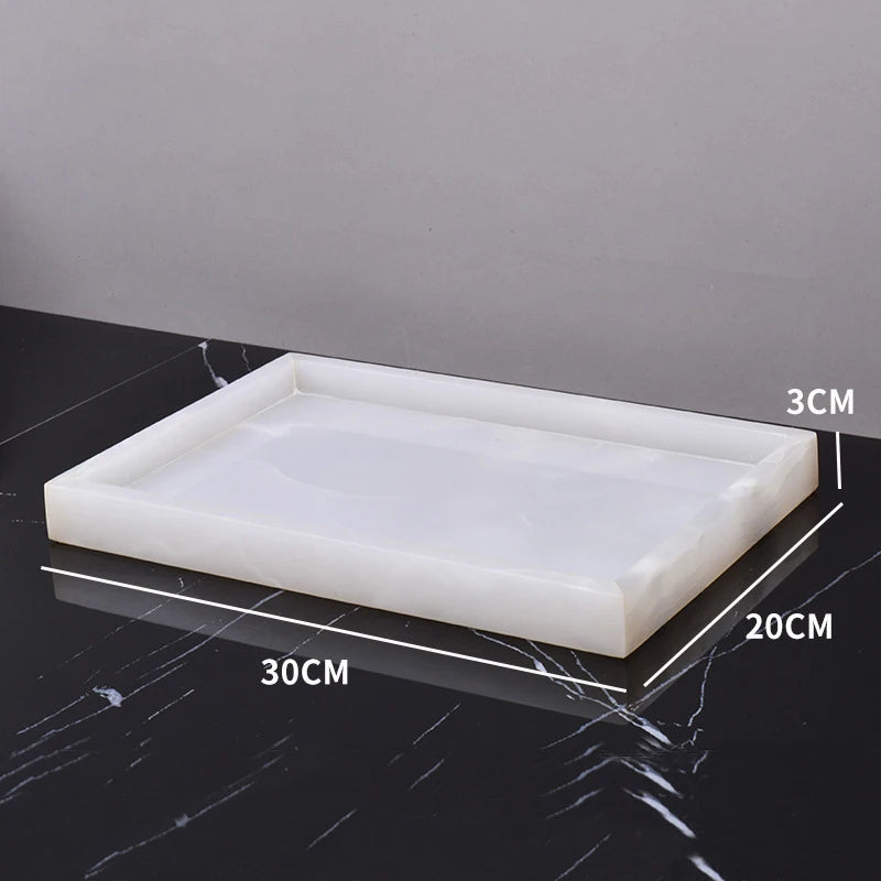 Real Natural Marble Tray Handle Luxury Rectangular Washbasin