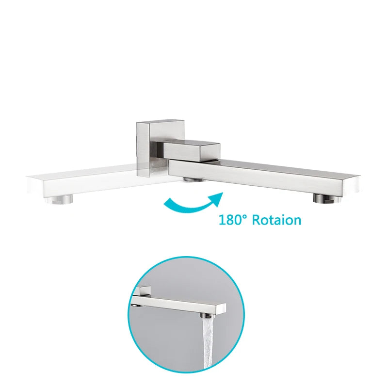 Rozin Wall Mount Rainfall Shower Faucet Brushed Nickel