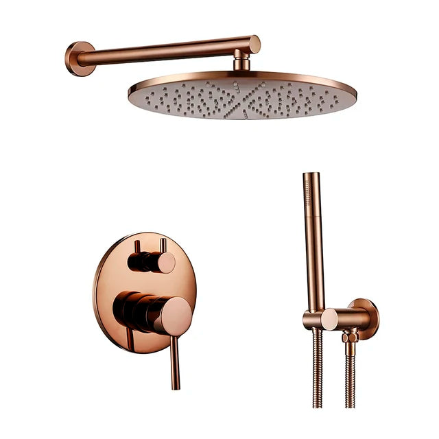 Bagnolux Gun Gray Bath Shower Brass Head Rianfall