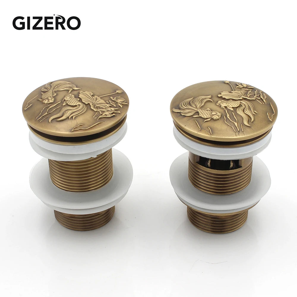 Bathroom Basin Sink Pop Up Drain Antique Brass