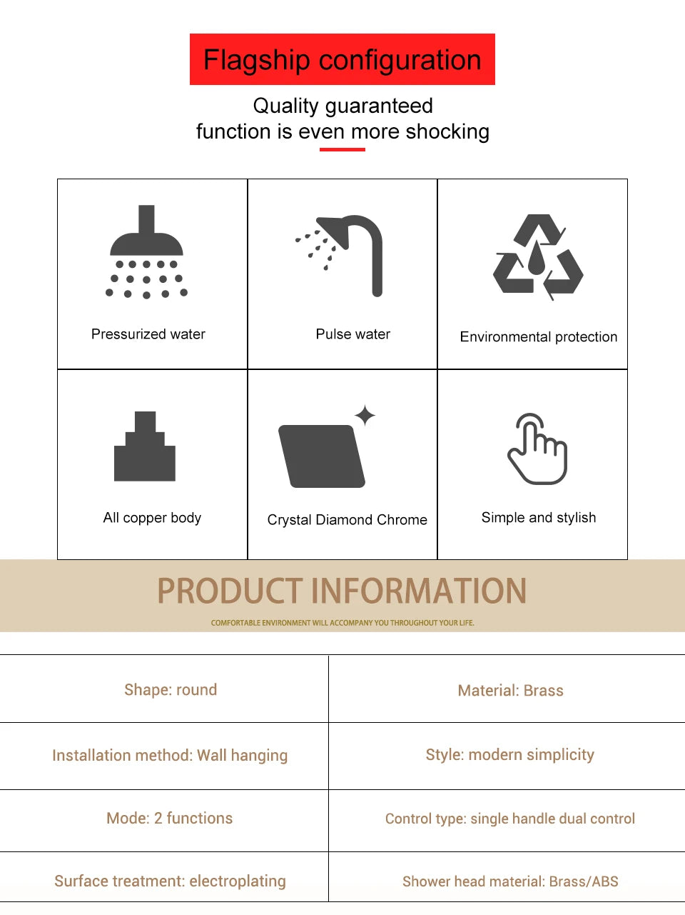 Bathroom Shower System Rainfall Shower Faucet Black Mixer