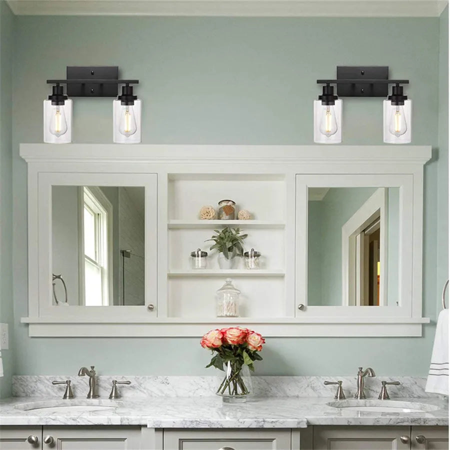 2-Light Bathroom Vanity Light Fixtures Vintage Industrial Metal
