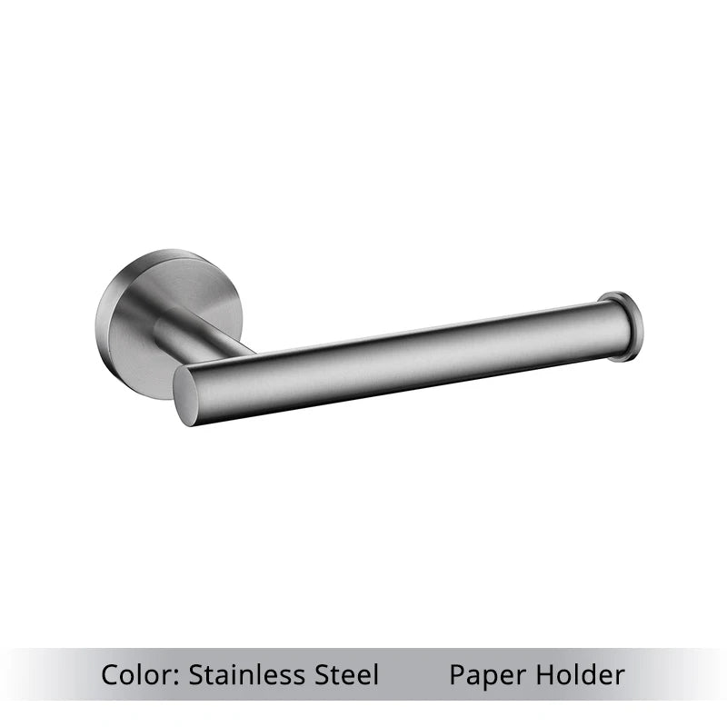 Bathroom Hardware Kit Brushed Stainless Steel Round Wall