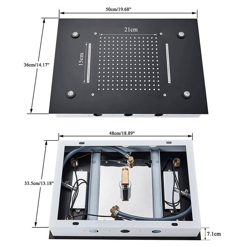 Ceiling Led Rainfal Shower Head Smart Remote Control