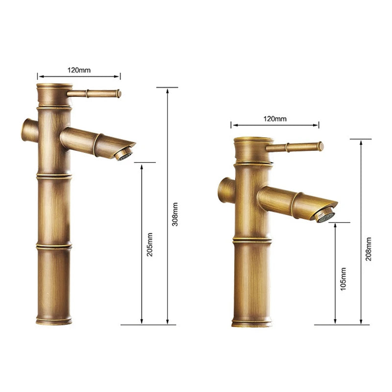 Bathroom Basin Faucet Antique Brass Bamboo Shape Faucet