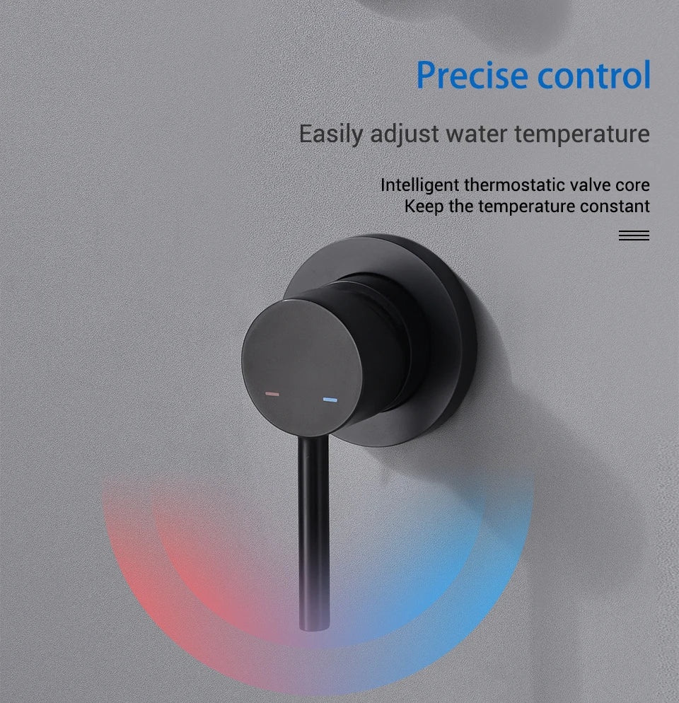 Bathroom Shower System Rainfall Shower Faucet Black Mixer