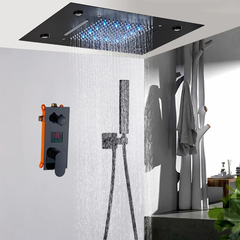 Ceiling Led Rainfal Shower Head Smart Remote Control
