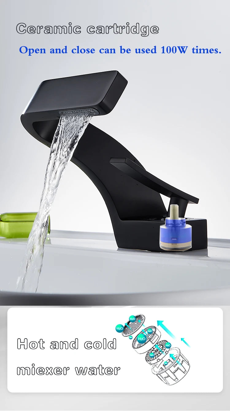 Becola Brushed Gold Basin Faucet Black Bathroom Mixer