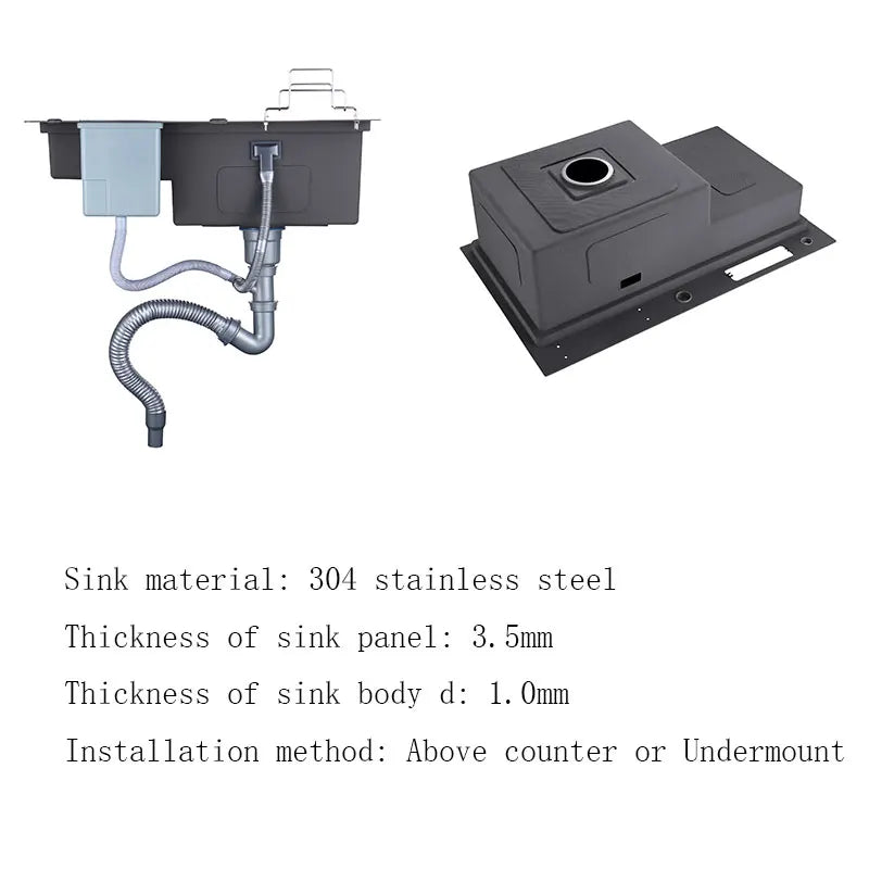 Black High Low Sink Sink Knife Holder Vegetable