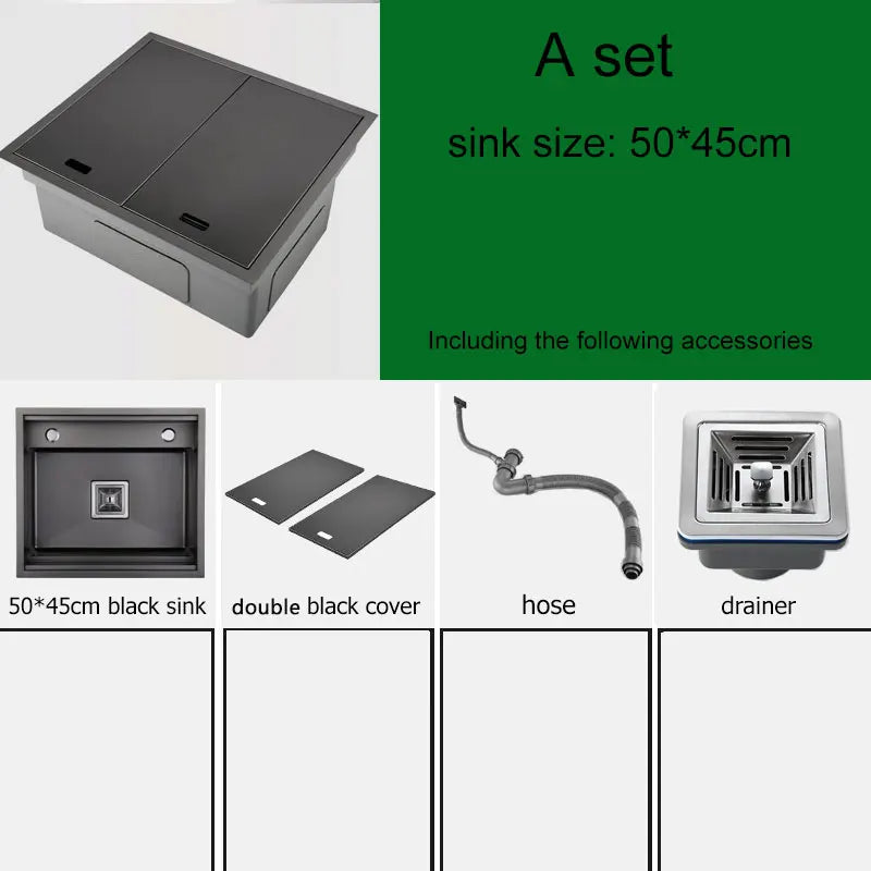 Black Hidden Black Sink Bowl Bar Stainless Steel