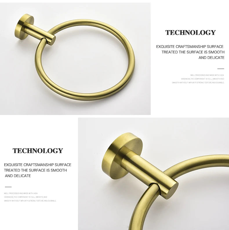 Bathroom Hardware Brushed Gold Toilet Brush Holder Robe