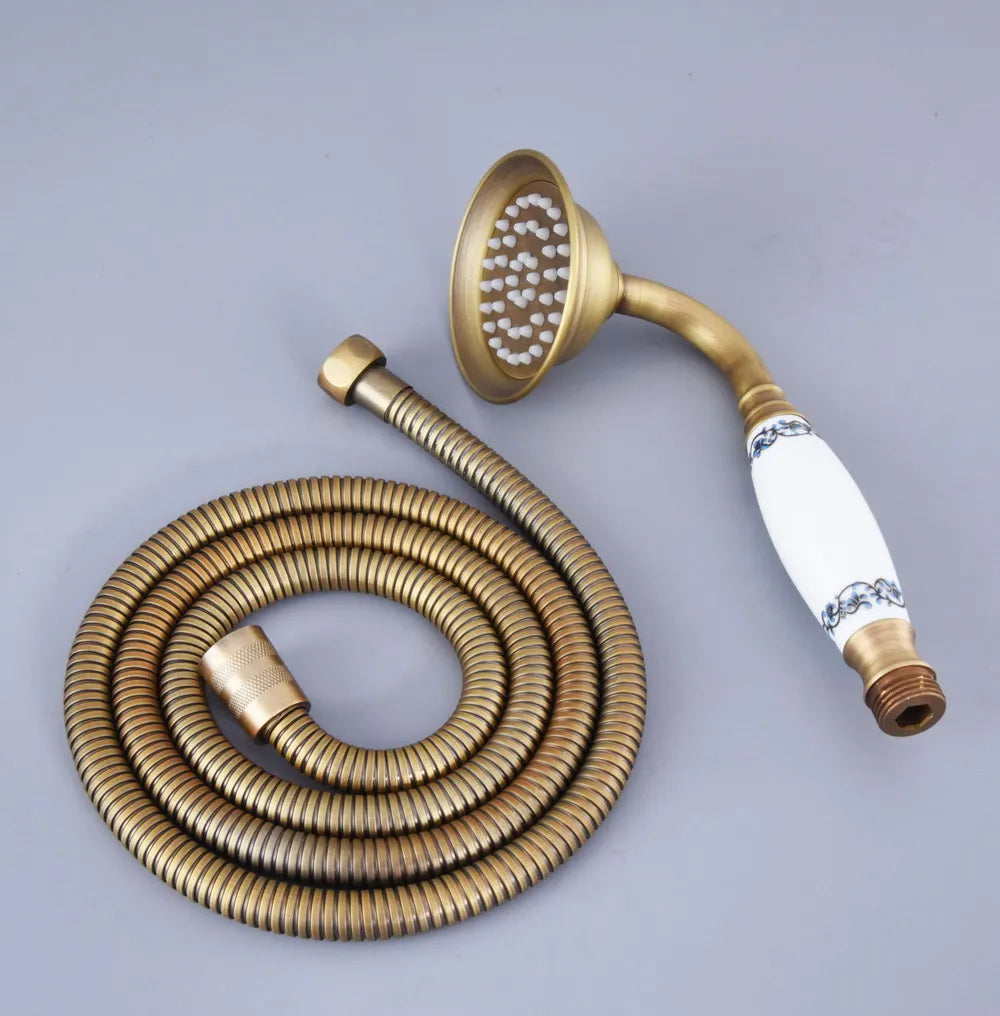 Antique Brass Ceramics Telephone Hand Held Shower Head