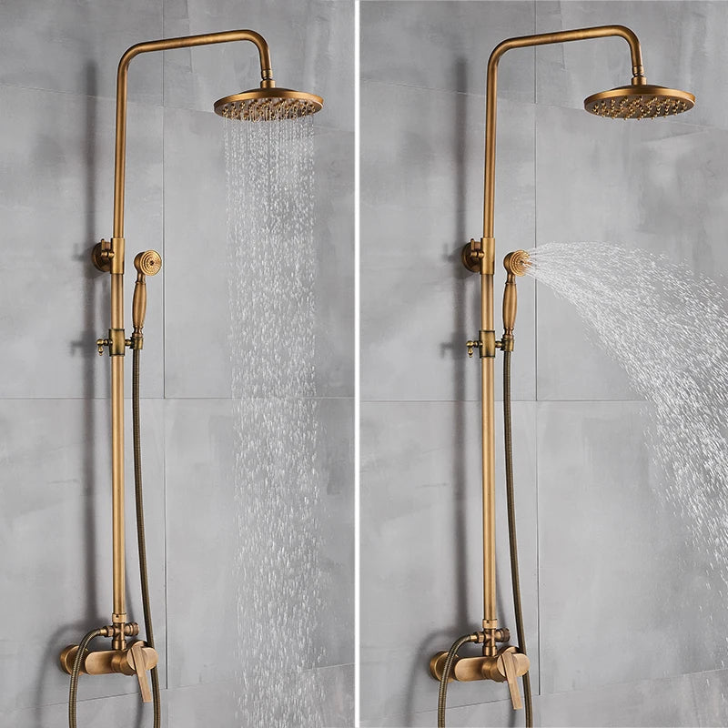 Antique Brass Style Shower Faucet Handle Handheld Shower