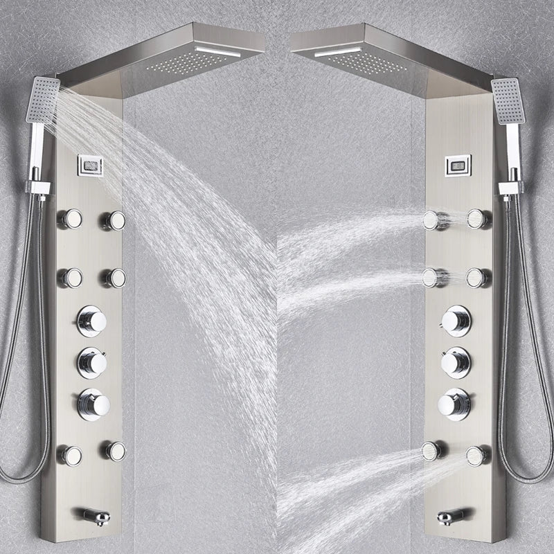 Black Bath Shower Thermostatic Mixer Shower Panel Rainfall