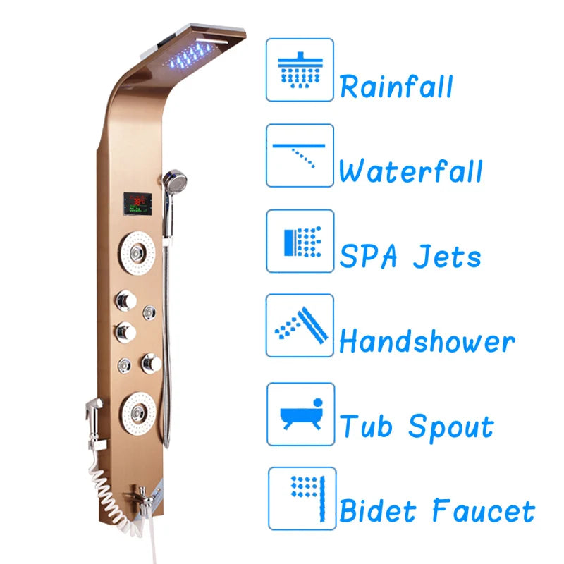 Led Bath Shower Faucet Digital Display Bath Shower