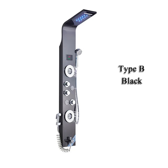 Ulgksd Black/Brushed Bathroom Shower Faucet Led Shower Panel