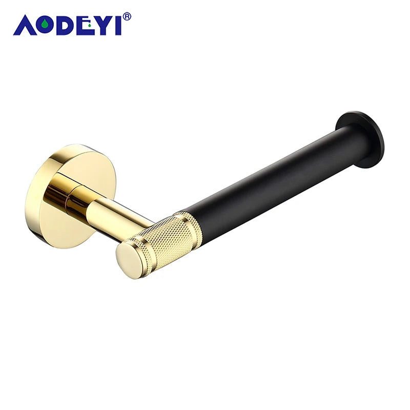 Bathroom Hardware Black Robe Hook Gold Towel Rail