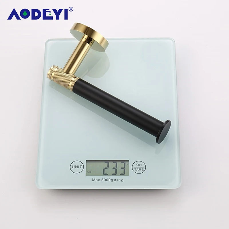 Bathroom Hardware Black Robe Hook Gold Towel Rail