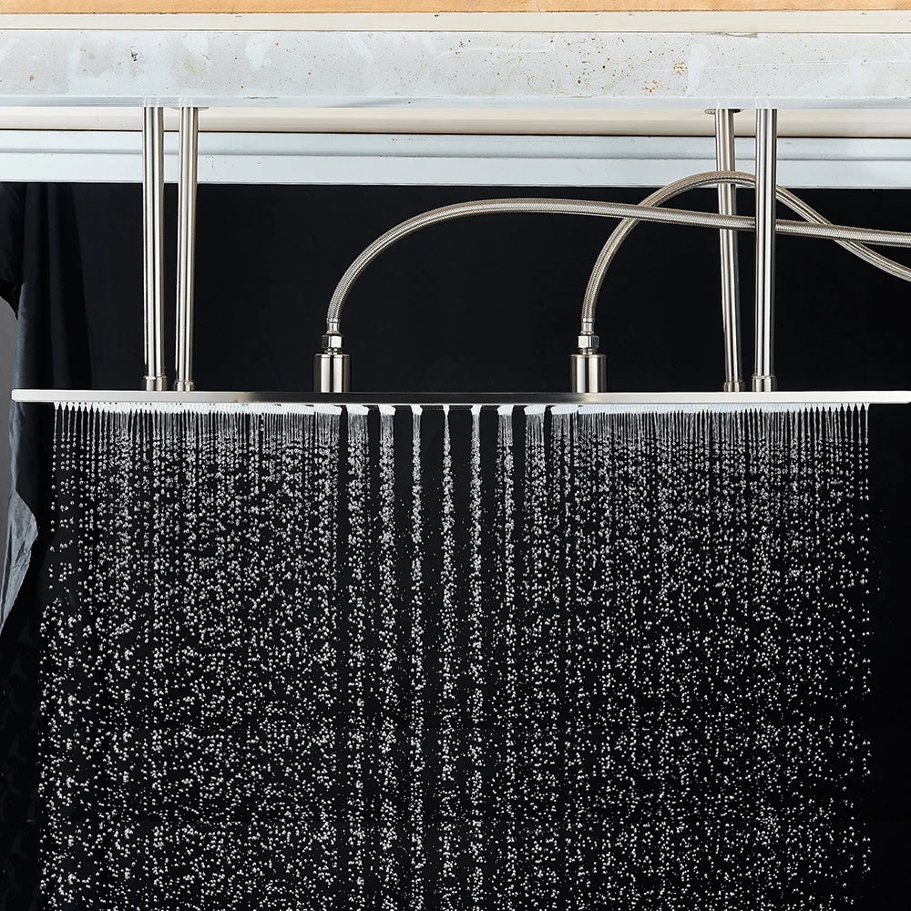 Rozin Led Matte Black Shower Head 40 80cm