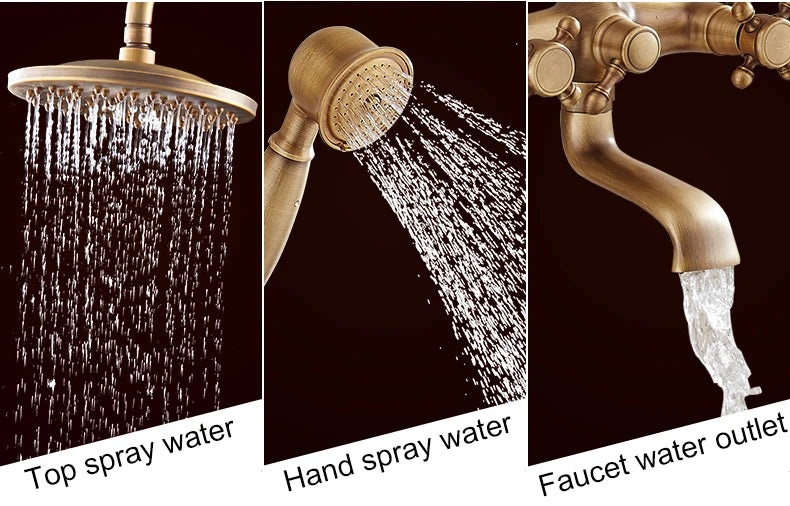 Antique Rain Shower Faucets Hand Brass Wall Mounted