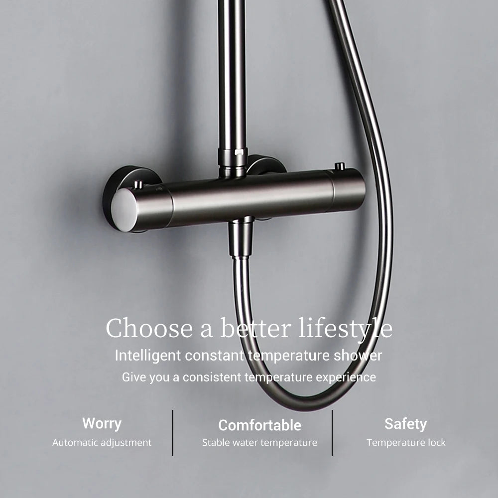 Wall-Mounted Thermostatic Valve System Bagnolux Brushed Gray