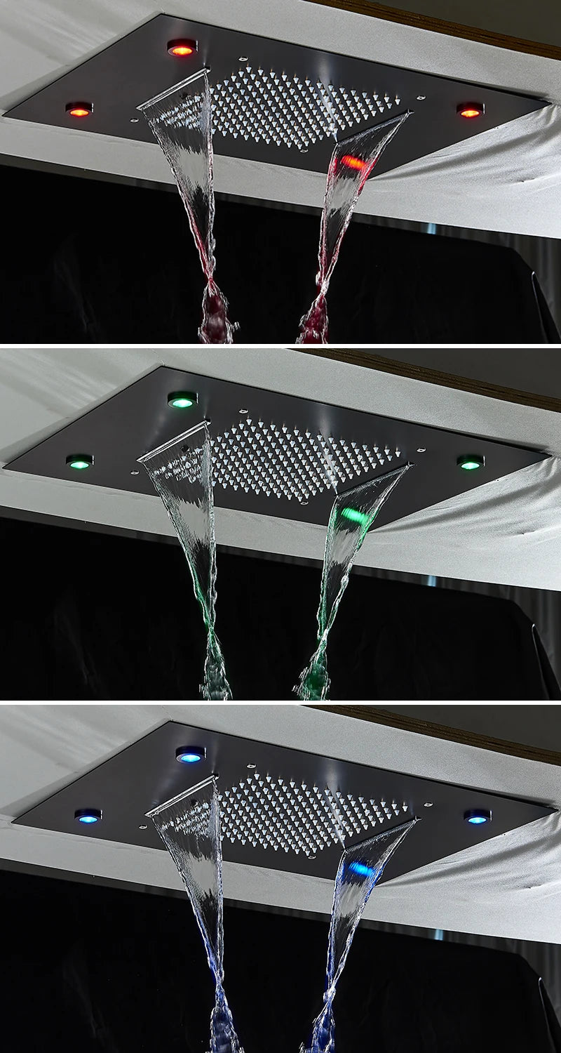 Ceiling Led Rainfal Shower Head Smart Remote Control