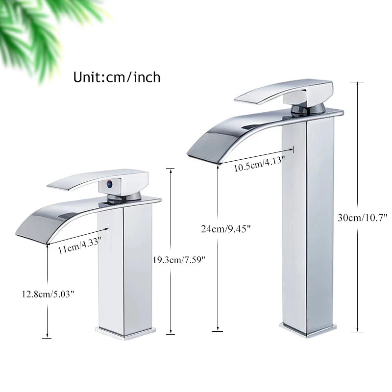 Retail Waterfall Bathroom Basin Faucet Chrome Deck Mount