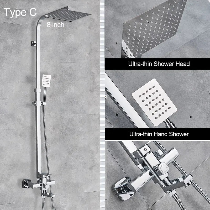 Matte Black Shower Mixer Faucet Wall Mount Bahtroom