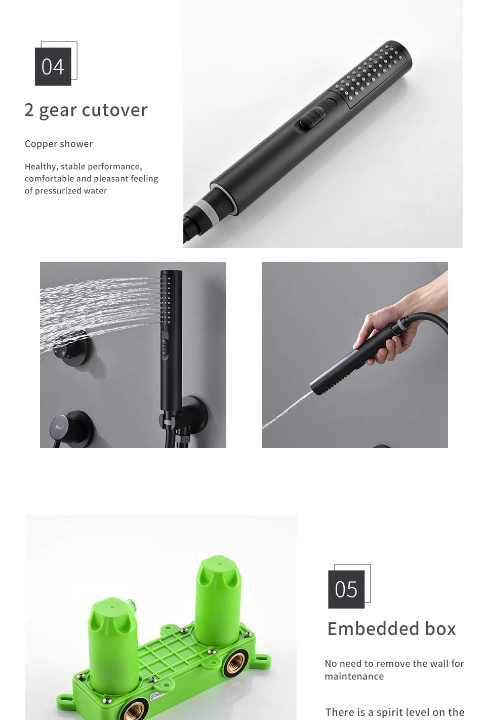 Bathroom Faucet Black Brass Built Installation Rain Shower