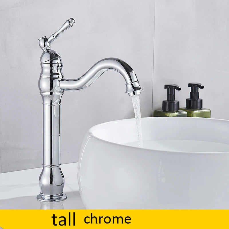 Luxurious Antique Bathroom Basin Faucet Brass Deck Mounted