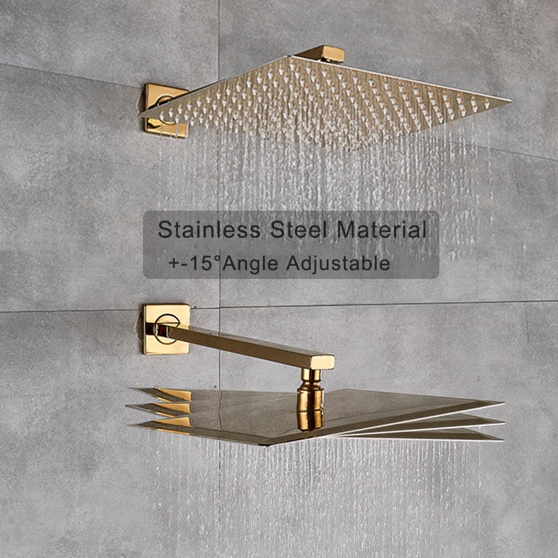 Rozin Golden Shower 8/10/12 Square Rainfall Shower Faucet