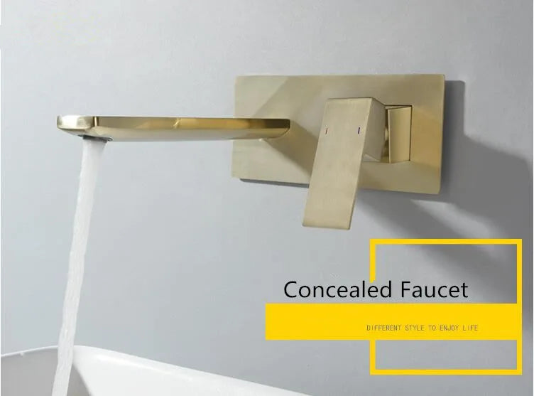 Brushed Gold Basin Faucet Concealed Bathroom Sink Faucet