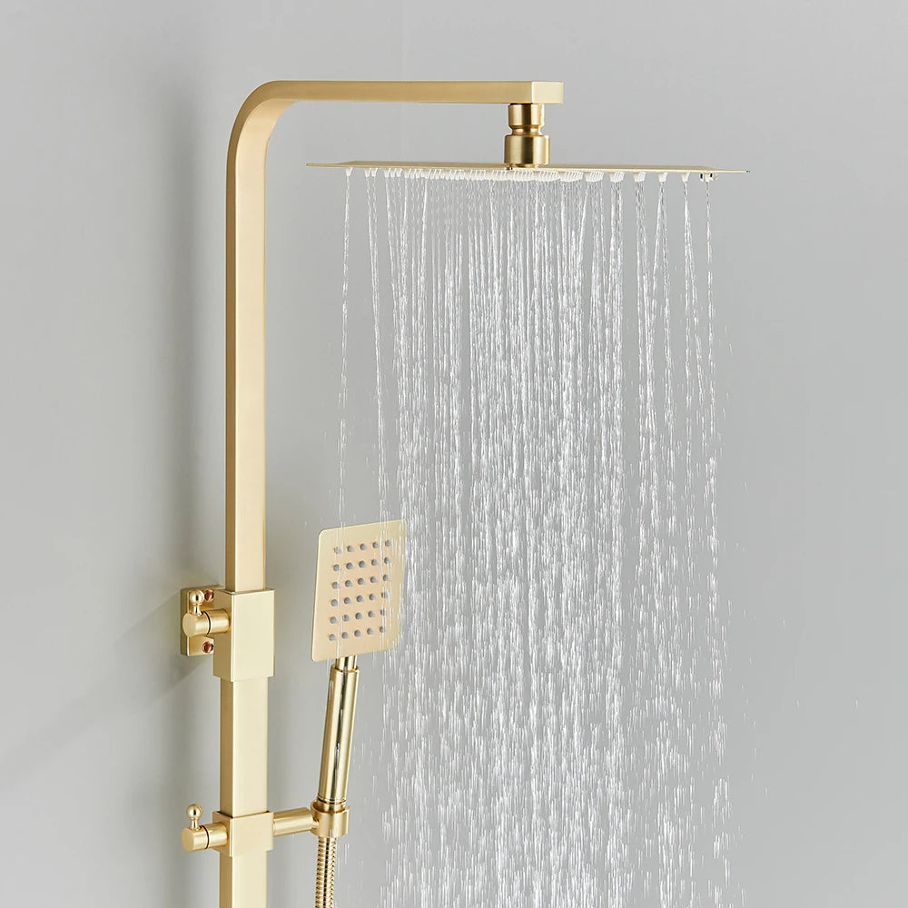 Rozin Brushed Gold Shower Wall Mounted Brass 4-Ways