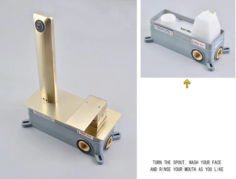 Brushed Gold Basin Faucet Concealed Bathroom Sink Faucet