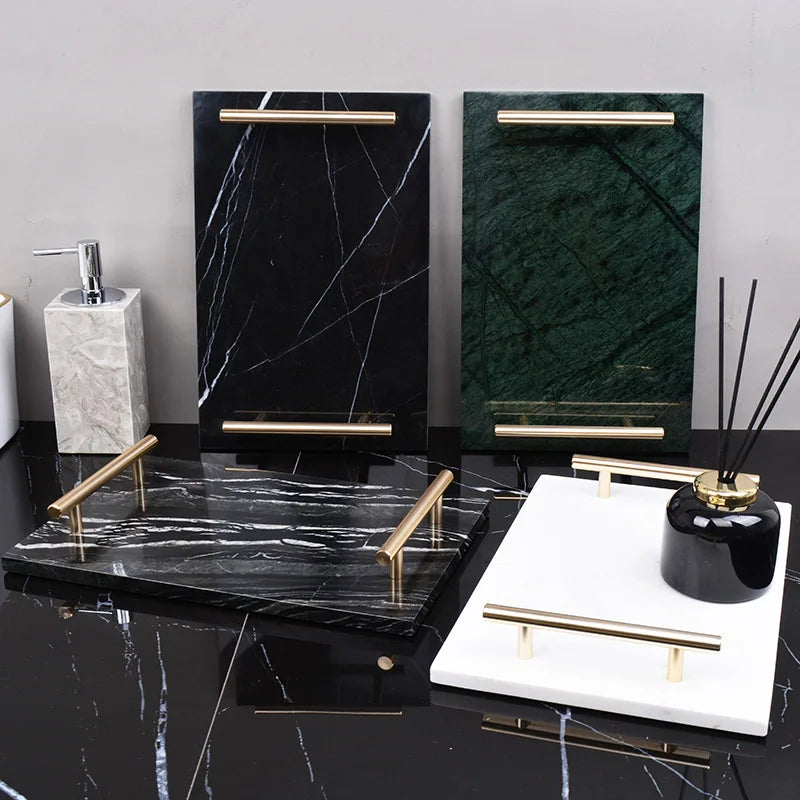 Real Natural Marble Tray Handle Luxury Rectangular Washbasin