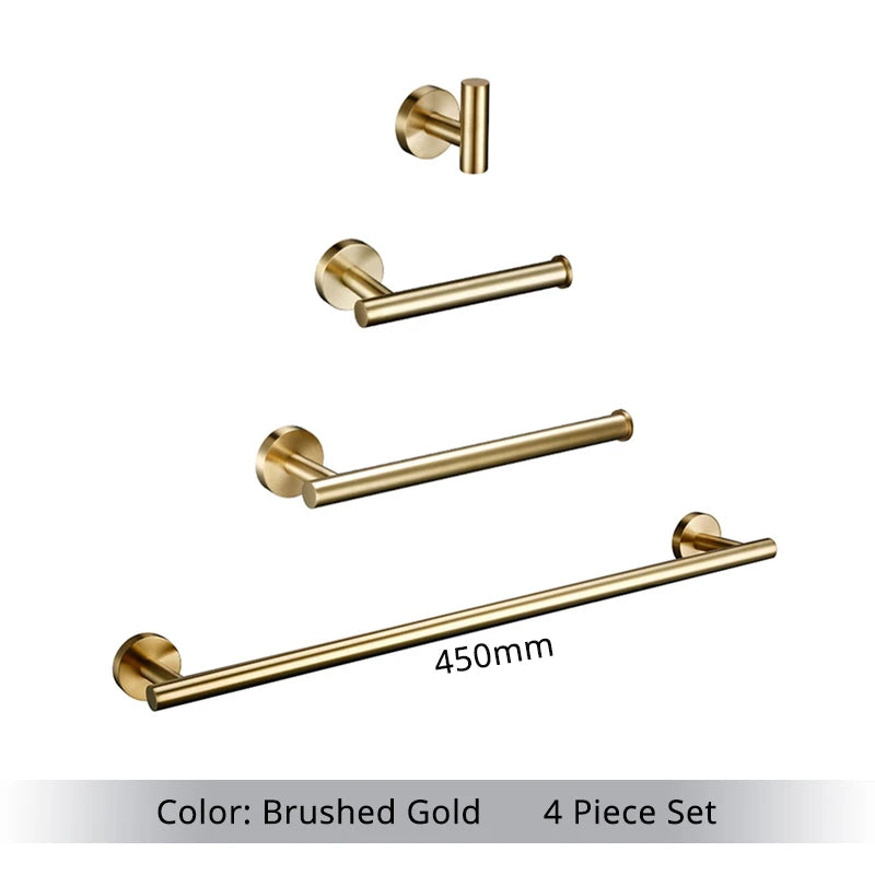 Bathroom Hardware Kit Brushed Stainless Steel Round Wall