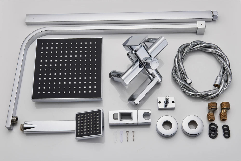 Rozin Chrome Shower Faucet Wall Mounted Bathroom Rainfall