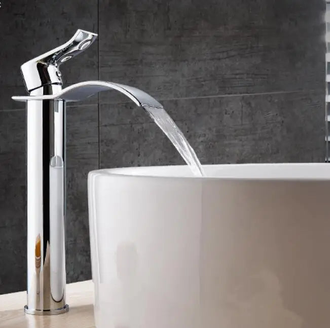 Tuqiu Basin Faucet Gold Waterfall Faucet Brass Bathroom