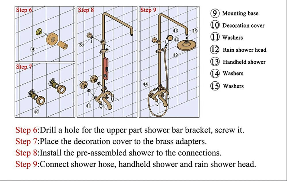 Poiqihy Antique Shower Wall Bathroom Bath Shower Faucet