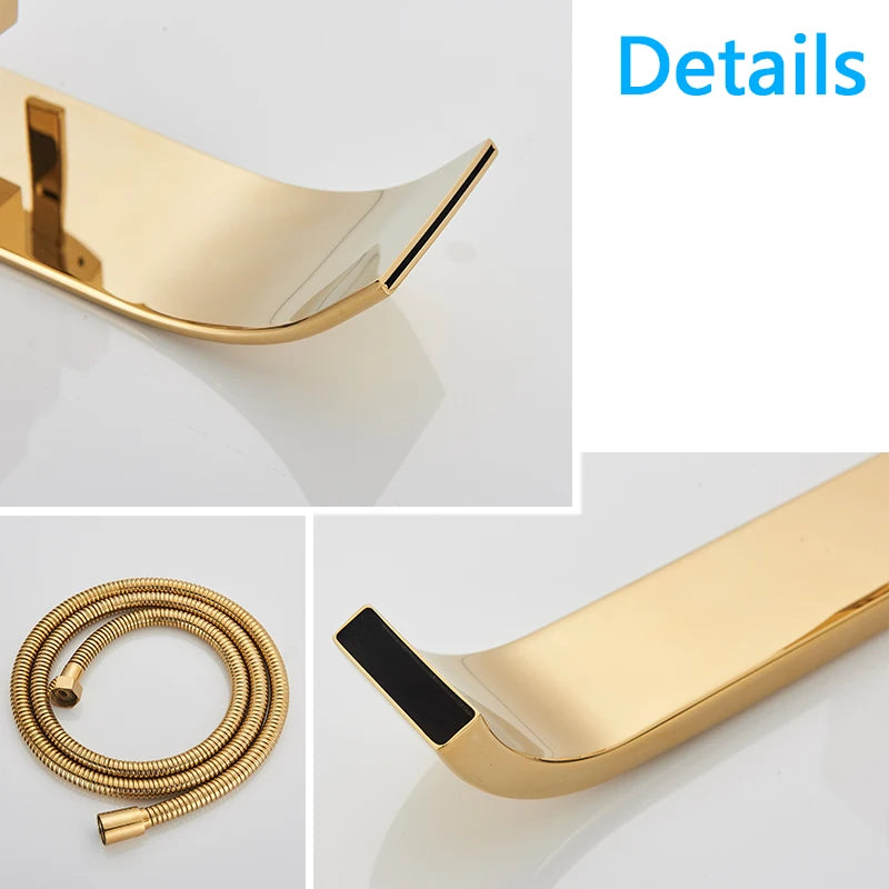 Rozin Golden Bathtub Shower Faucet Floor Mounted Bathroom